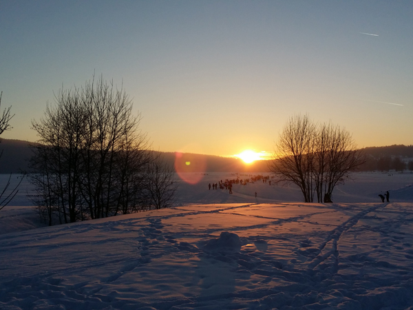 Zimní západ slunce na Lipně